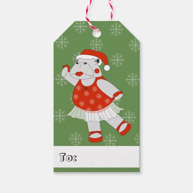 illusima Ballerina Flodhäst Jul Snöflingor Presentetikett (Framsidan)