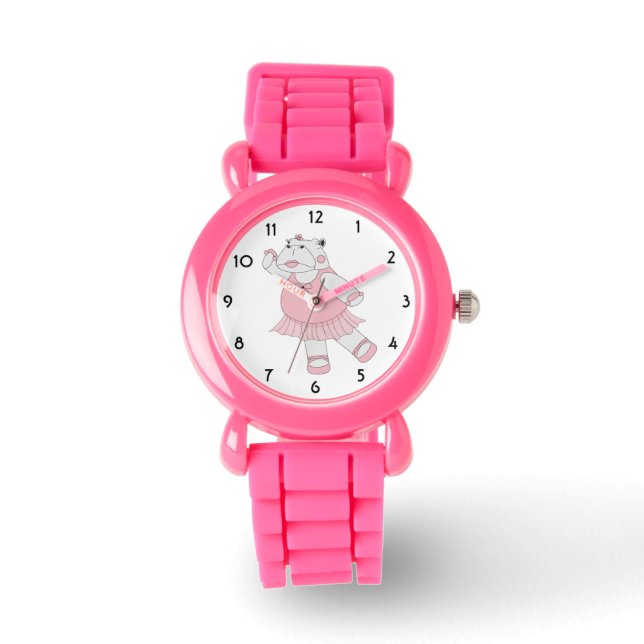 illusima Ballerina Flodhäst Ljus Rosa Barnklocka Armbandsur (Framsida)