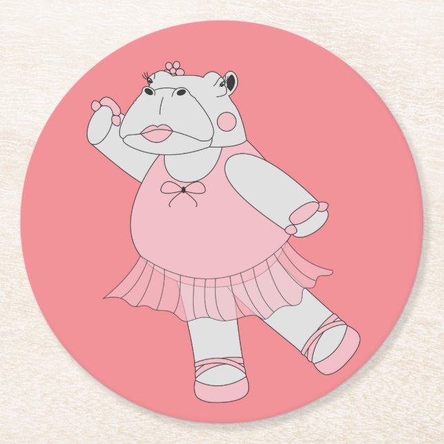 illusima Ballerina Flodhäst Persika Underlägg Papper Rund (Framsidan)
