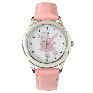 illusima Ballerina Flodhäst Rosa Barnklocka Armbandsur