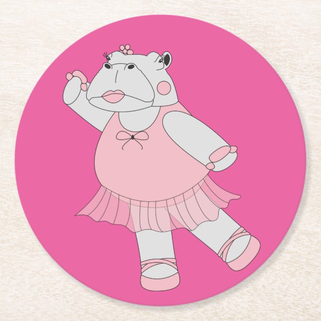 illusima Ballerina Flodhäst Underlägg Papper Rund (Framsidan)