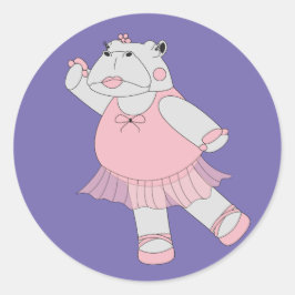 illusima Ballerina Hippo Lila Runt Klistermärke
