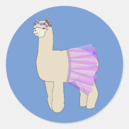 illusima Ballerina Lama Blå Runt Klistermärke