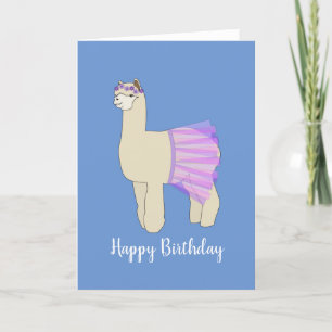 illusima Ballerina Llama Blue Birthday Card Kort