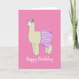 illusima Ballerina Llama Rosa Birthday Card Kort