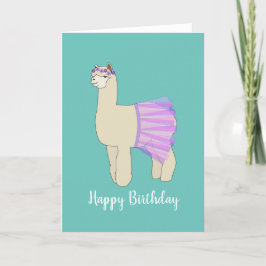 illusima Ballerina Llama Turquise Birthday Card Kort