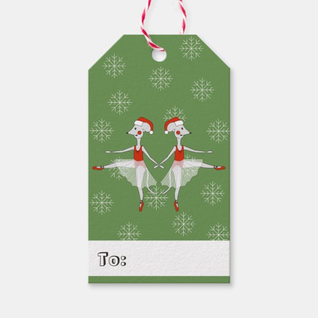 illusima Ballerina Mice jul Snöflingor Presentetikett (Framsidan)