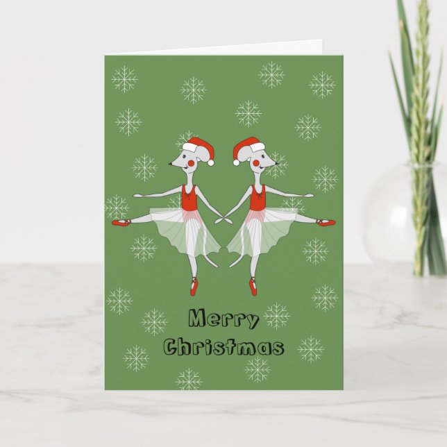 illusima Ballerina Möss Jul Snöflingor Helgkort (Framsida)