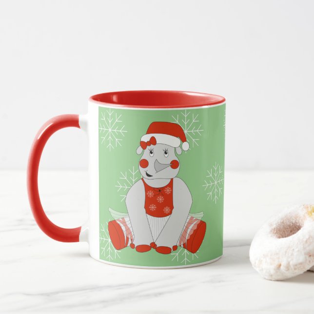 illusima Ballerina Noshörning Jul Snöflingor Mugg (Med munk)
