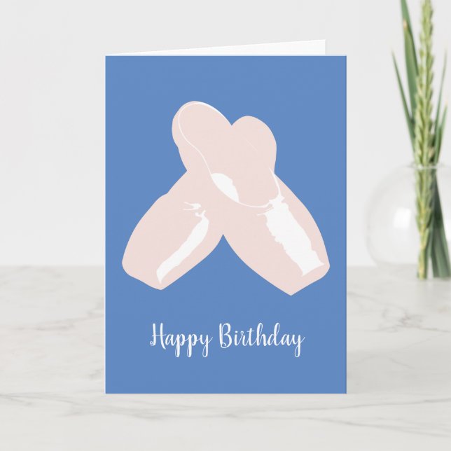 illusima Ballerina Point Shoes Blue Birthday Card Kort (Framsida)