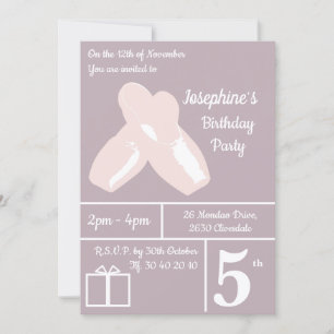 illusima Ballerina Shoes Mauve Birthday Inbjudningar