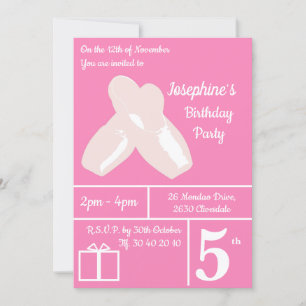 illusima Ballerina Shoes Mörk Rosa Birthday Inbjudningar