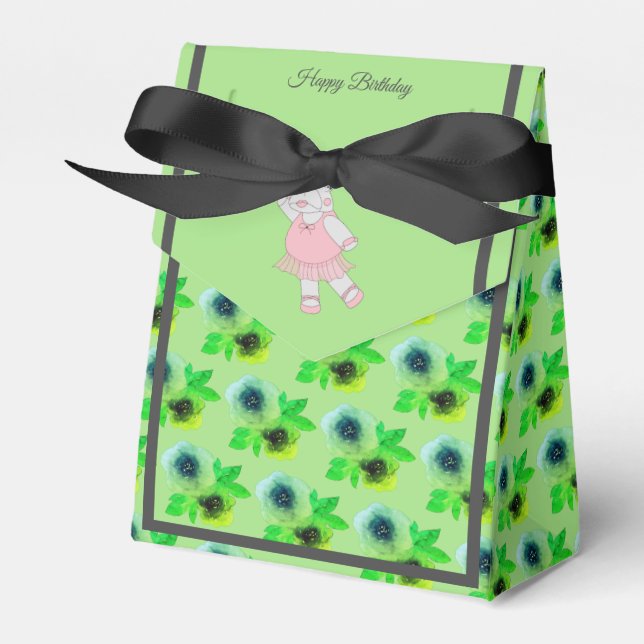illusima Ballet Hippo Lime Flowers Birthday Gift/ Presentaskar (Framsidan Sidan)