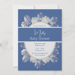 illusima Boho Blue Cream Tulips Baby Shower Inbjudningar