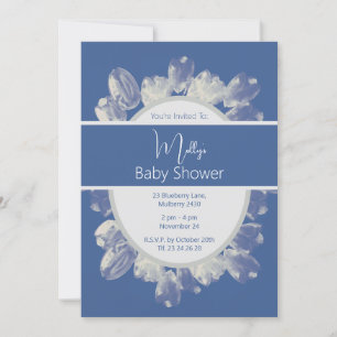 illusima Boho Blue Cream Tulips Baby Shower Inbjudningar