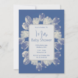 illusima Boho Blue Tulips Bouquet Baby Shower Inbjudningar