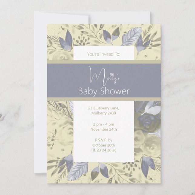 illusima Boho Watercolor Blommigt Baby Shower Inbjudningar (Framsida)