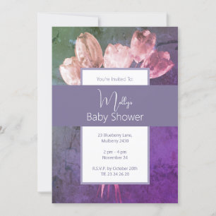 illusima Boho Watercolor Tulips Baby Shower Inbjudningar