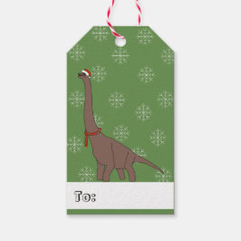 illusima Brown Brontosaurus jul Snöflingor Presentetikett