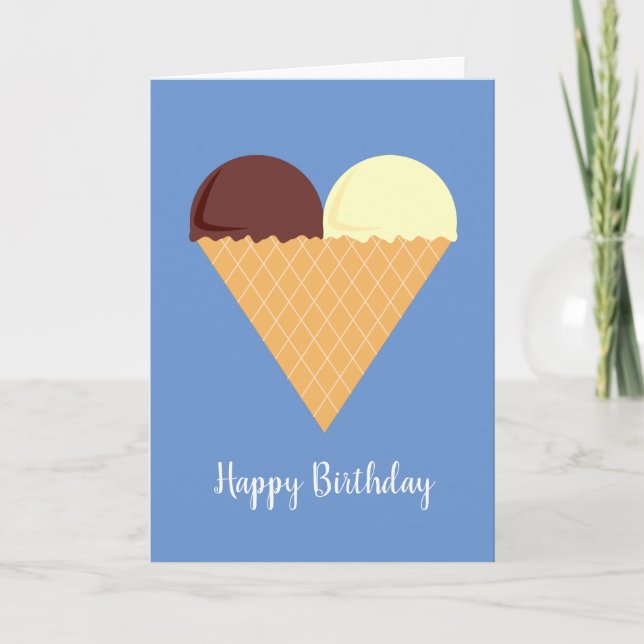 illusima Choc Banana Ice-Cream Blue Birthday Card Kort (Framsida)