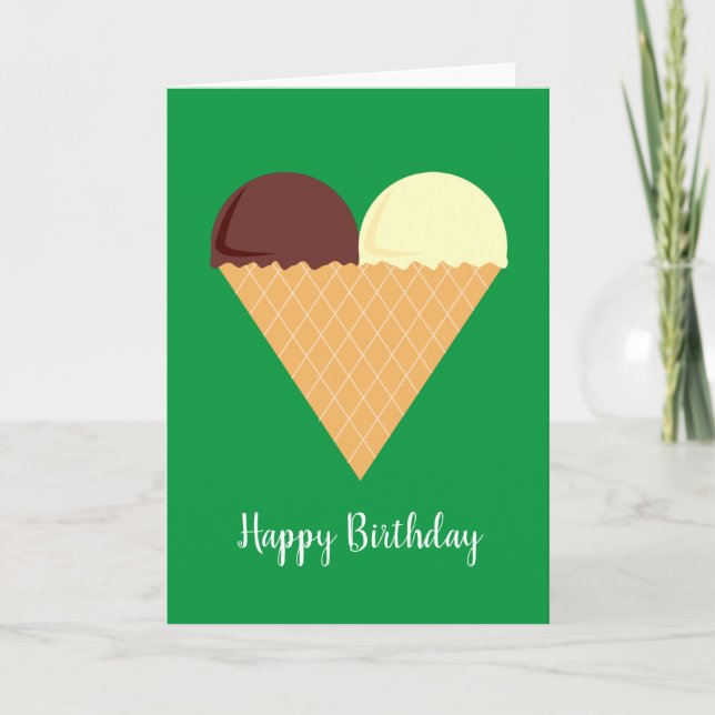 illusima Choc Banana Ice-Cream Grönt Birthday Card Kort (Framsida)