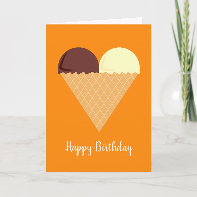 illusima Choc Banana Ice-Cream Orange Birthday Kort (Framsida)
