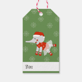 illusima Dansande Elefant Jul Snöflingor Presentetikett