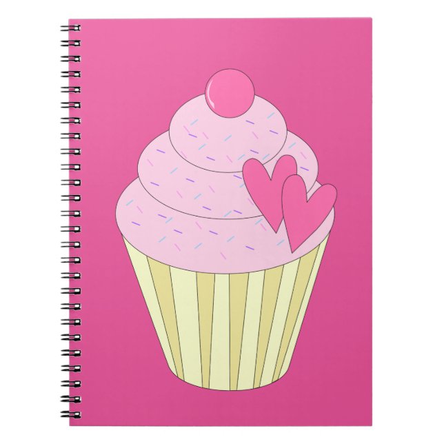 illusima Dekorerad Cupcake Anteckningsbok Med Spiral (Framsidan)