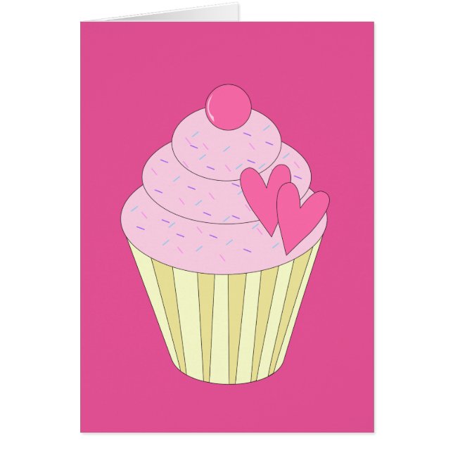 illusima Dekorerad Cupcake Hälsningskort (Framsidan)