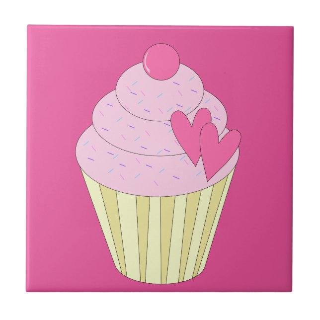 illusima Dekorerad Cupcake Kakelplatta (Framsidan)