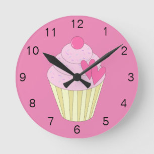 illusima Dekorerad Cupcake Rund Klocka