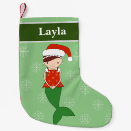 illusima Havfrusken jul snöflingor Grön Liten Julstrumpa