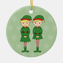 illusima jul Elves Snöflingor Grönt Julgransprydnad Keramik