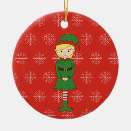 illusima jul Girl Elf Snöflingor Red Julgransprydnad Keramik