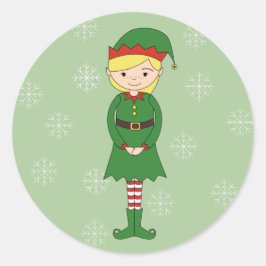 illusima Jul Tjej Tomte Snöflingor Grön Runt Klistermärke