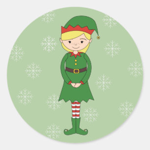 illusima Jul Tjej Tomte Snöflingor Grön Runt Klistermärke