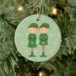 illusima jul tomte snöflingor grön julgransprydnad keramik