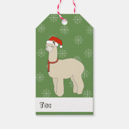 illusima Lama jul snöflingor Grön Presentetikett