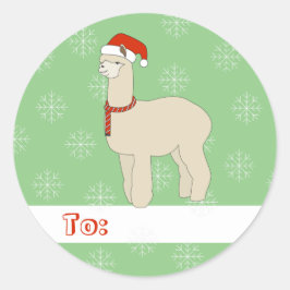illusima Lama jul snöflingor grön Runt Klistermärke