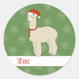 illusima Lama jul snöflingor grön Runt Klistermärke