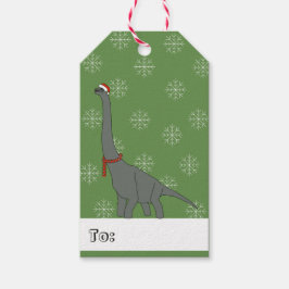 illusima Långhalsad dinosaurie jul snöflingor Presentetikett