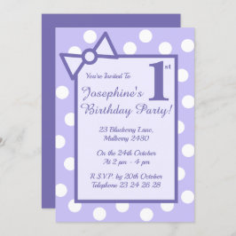 illusima Lila Bow & Spots Flick kalas Inbjudningar