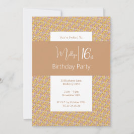 illusima lila gula blommor tonåringar 16-årsfest inbjudningar