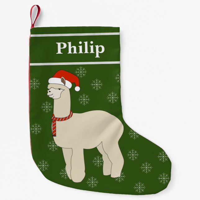 illusima Llama Julsnöflingor Grön Liten Julstrumpa (Framsidan)
