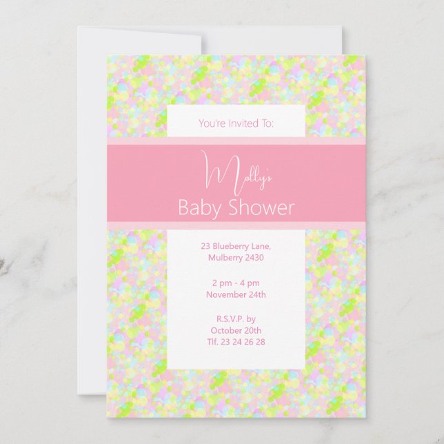 illusima Paint Splatter Baby Shower Inbjudningar (Framsida)