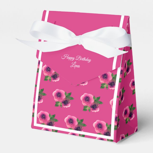 illusima Rosa Blommig Mönster Födelsedagspresent/ Presentaskar (Framsidan Sidan)