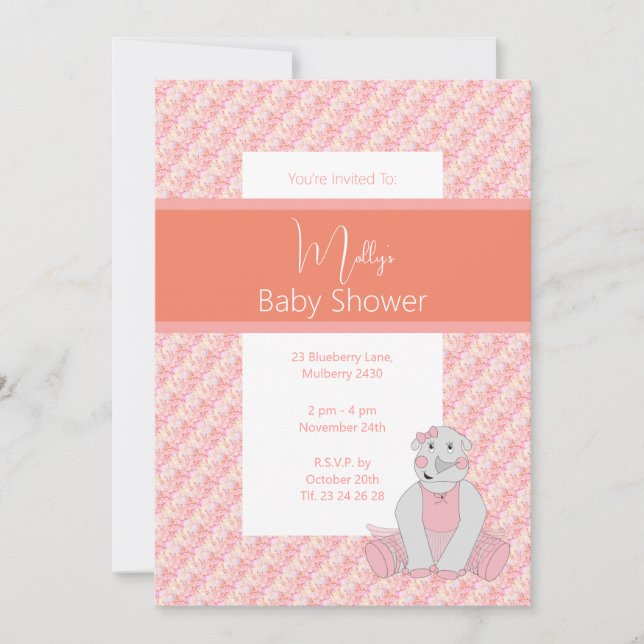 illusima Rosa Peach Tones Blommigt Baby Shower Inbjudningar (Framsida)