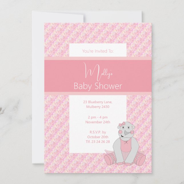 illusima Rosa Tones Blommigt Baby Shower Inbjudningar (Framsida)