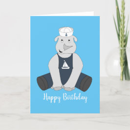 illusima Sailor Rhino Blue Birthday Card Kort