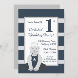 illusima Sailor Rhino Boys Blue-Födelsedagsfest Inbjudningar
